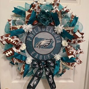 Philadelphia Eagles Holiday Wreath - Teal and Brown